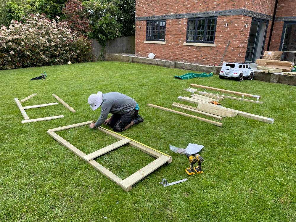Climbing frame assemble in progress