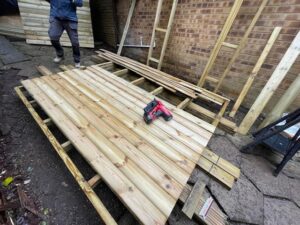 Bespoke shed during construction