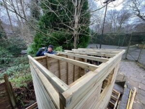 Bespoke shed during construction