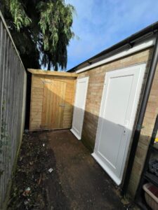 Garage doors & shed after