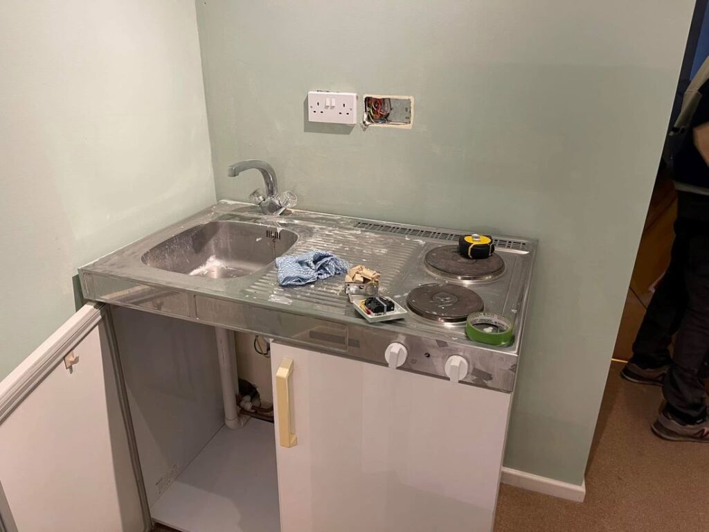 Utility area before